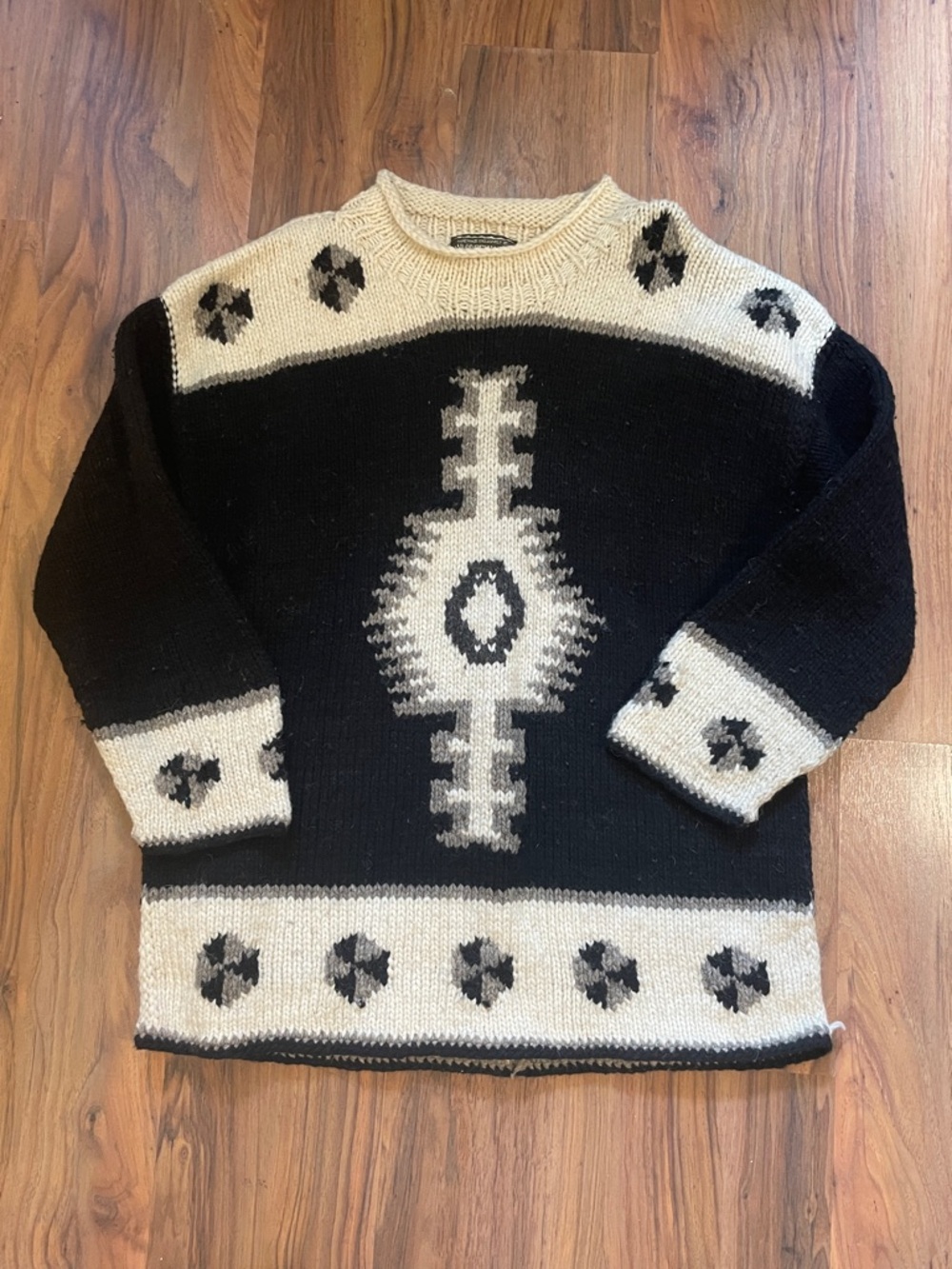Rey Wear Vintage 100% Wool Hand Made Chunky Knit Pullover Sweater One Size